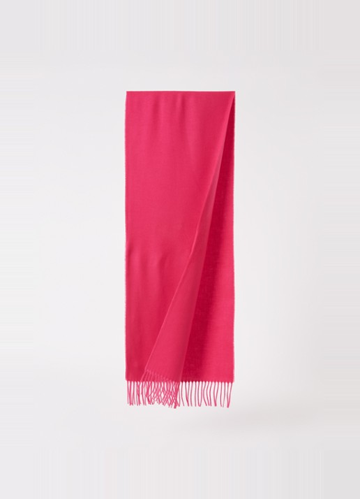 Fraas Sjaal met franjes 200 x 35 cm  - voorkant 2 donkerroze