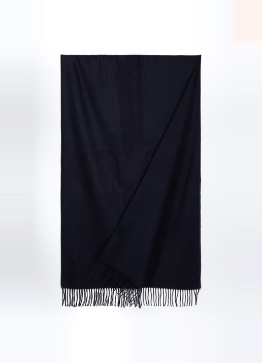 Fraas Sjaal met franjes 200 x 35 cm  - detail 2 donkerblauw
