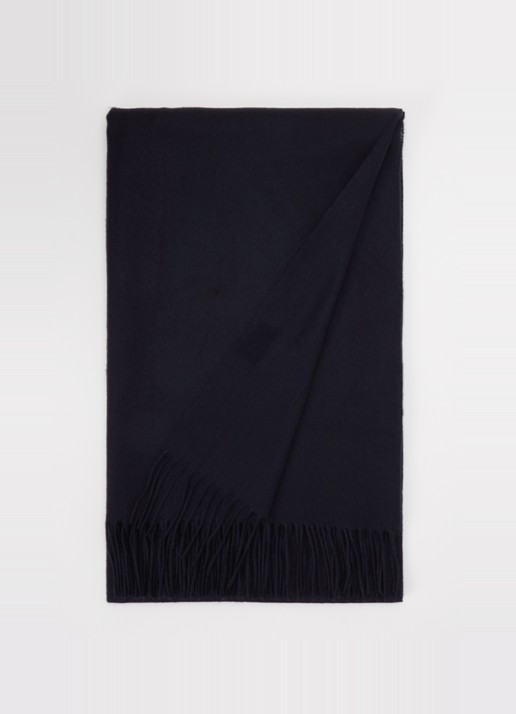 Fraas Sjaal met franjes 200 x 35 cm  - voorkant donkerblauw