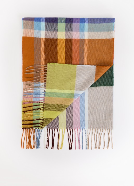 Fraas Sjaal met franjes 35 x 190 cm  - voorkant groen