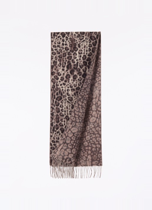 Fraas Sjaal met panterprint 185 x 35 cm - detail donkerbeige