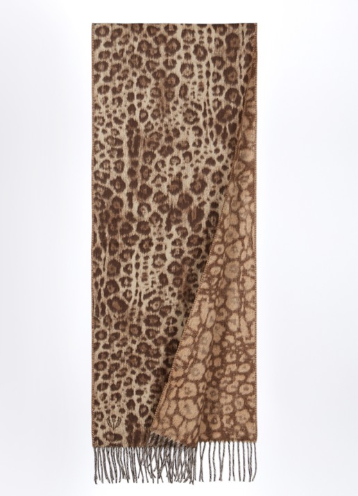 Fraas Sjaal met panterprint 185 x 35 cm - detail 2 bruin
