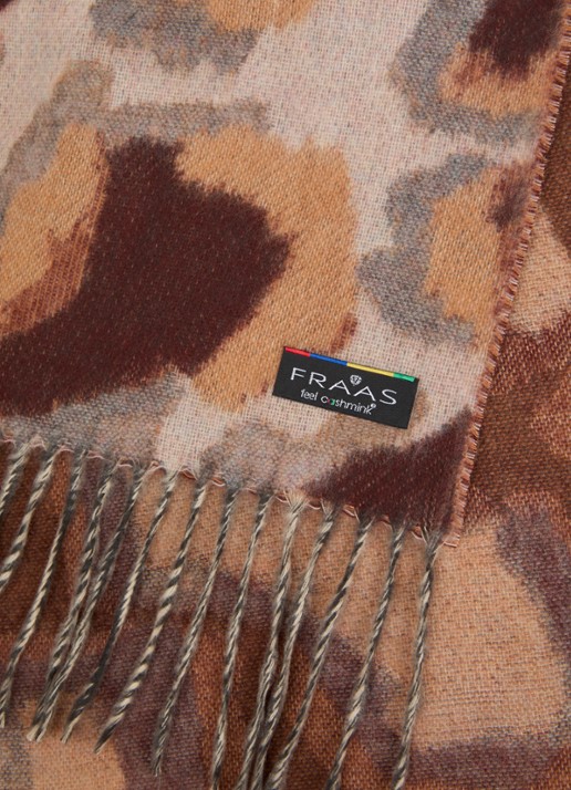 Fraas Sjaal met print en franjes 35 x 195 cm  - detail 3 roodbruin
