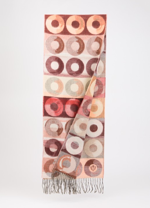 Fraas Sjaal met print en franjes 35 x 195 cm  - detail 2 roze