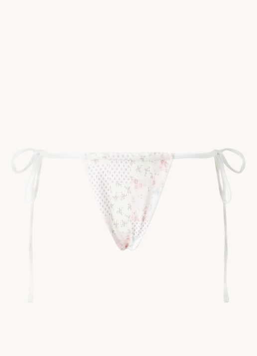Frankies Bikinis Tia brazilian bikinislip van badstof met print - voorkant 2 wit