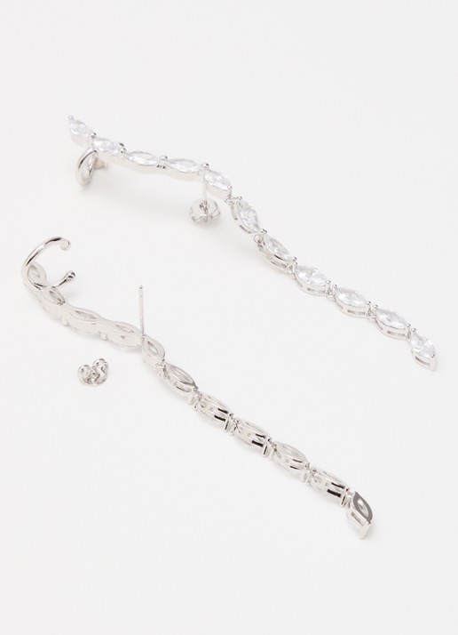 Franky Amsterdam De Freya Climber oorstekers met kristal - detail zilver