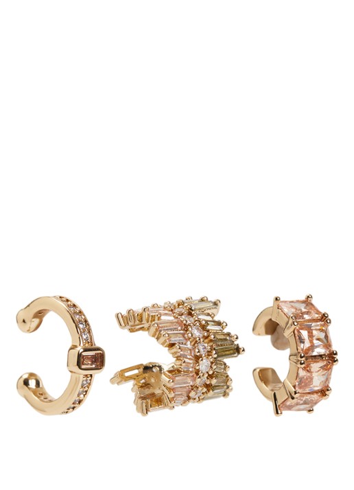 Franky Amsterdam De Frosted Rose ear cuff verguld in set van 3