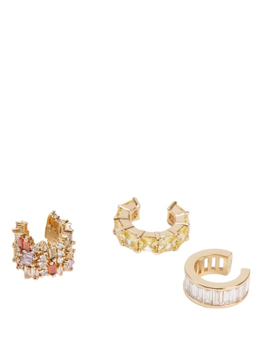 Franky Amsterdam De Holiday Halo ear cuff in set van 3 - detail goud