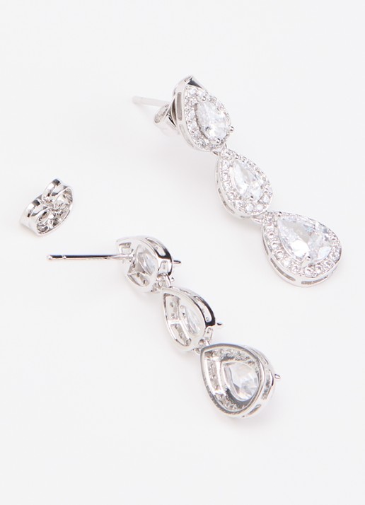 Franky Amsterdam De Vivien oorstekers met kristal - detail 2 zilver