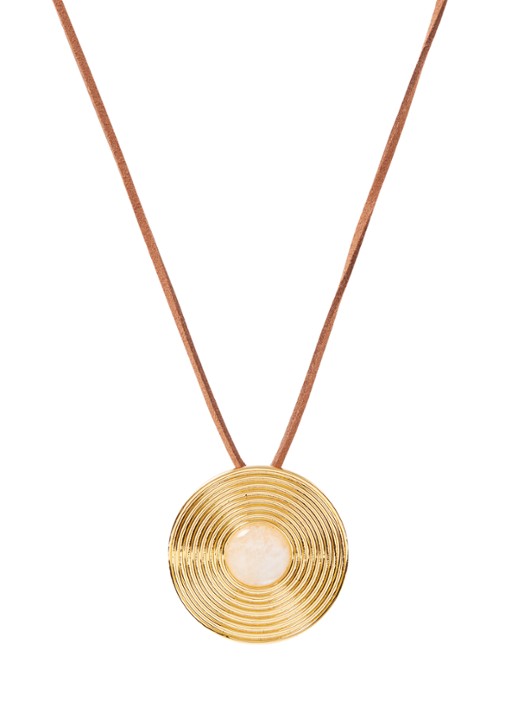 Franky Amsterdam The Kourtney Moonstone hanger verguld - voorkant goud