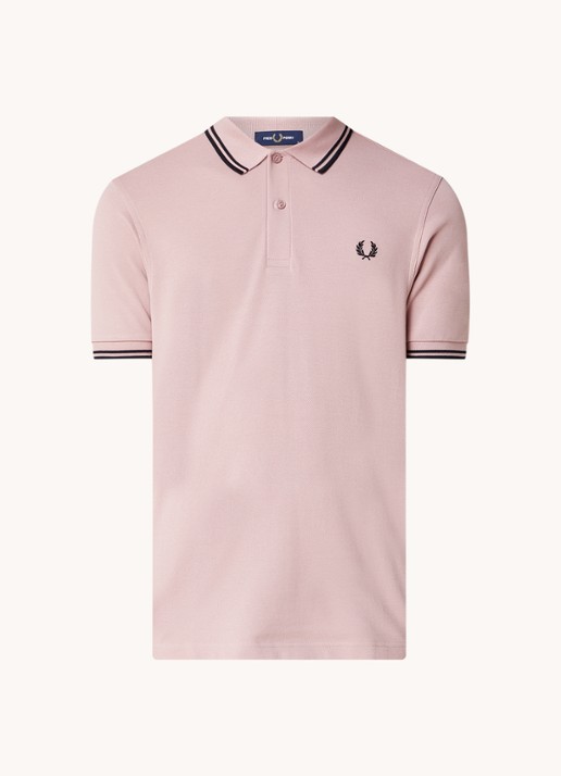 Fred Perry Regular fit polo van piqué katoen met logoborduring - voorkant 2 roze