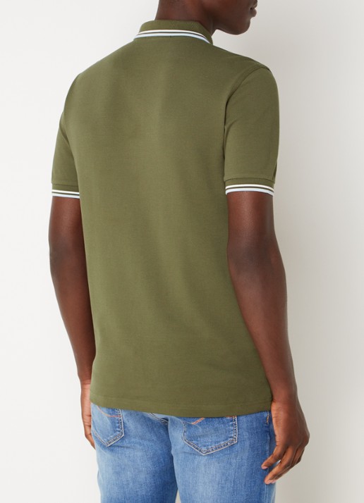 Fred Perry Regular fit polo van piqué katoen met logoborduring - achterkant 3 legergroen