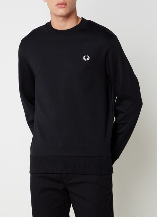 Fred Perry Sweater met logoborduring - detail zwart