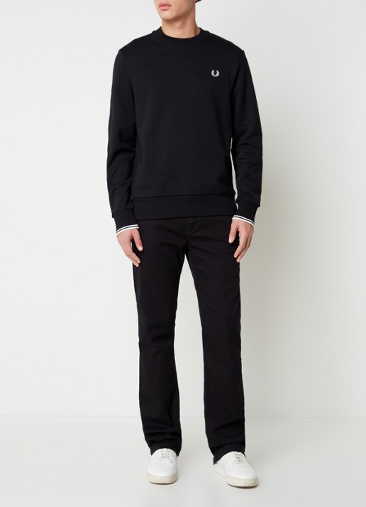 Fred Perry Sweater met logoborduring - voorkant 3 zwart
