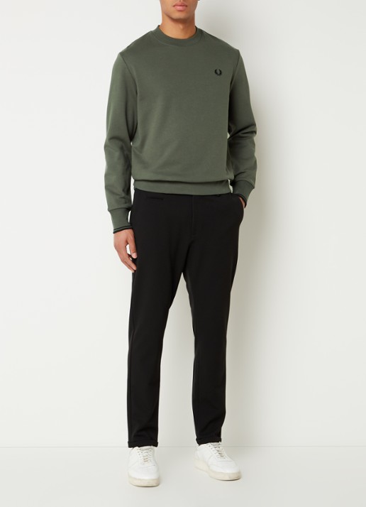 Fred Perry Sweater met logoborduring - voorkant 3 groen