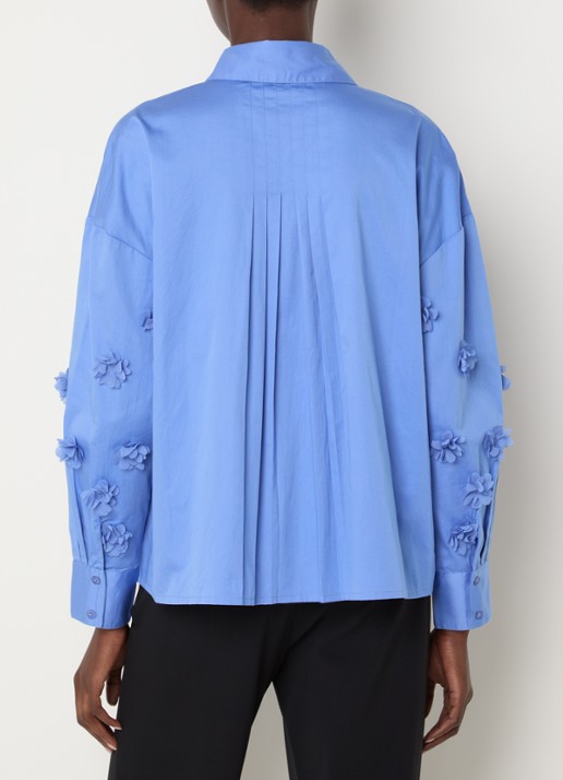 French Connection Alexis blouse met applicatie - achterkant 4 lichtblauw