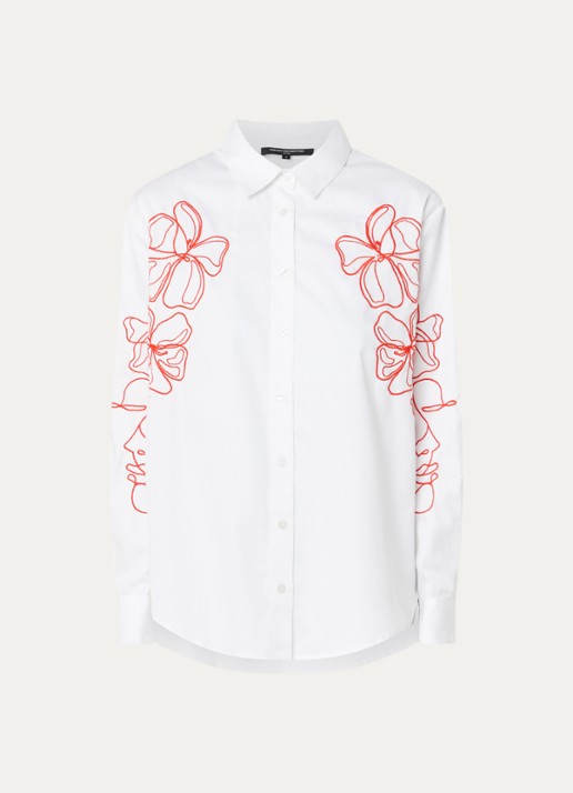 French Connection Alexis blouse met bloemborduring - voorkant 3 wit