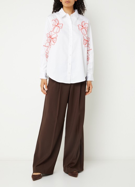 French Connection Alexis blouse met bloemborduring - voorkant 4 wit