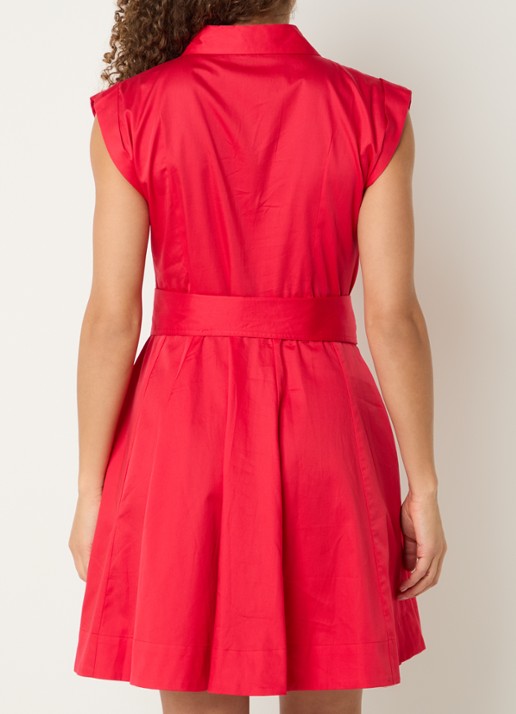 French Connection Alexis mini blousejurk met strikceintuur - achterkant rood