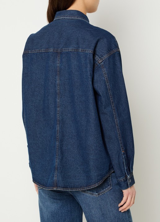 French Connection Archie blouse van denim met borstzakken - achterkant 3 indigo
