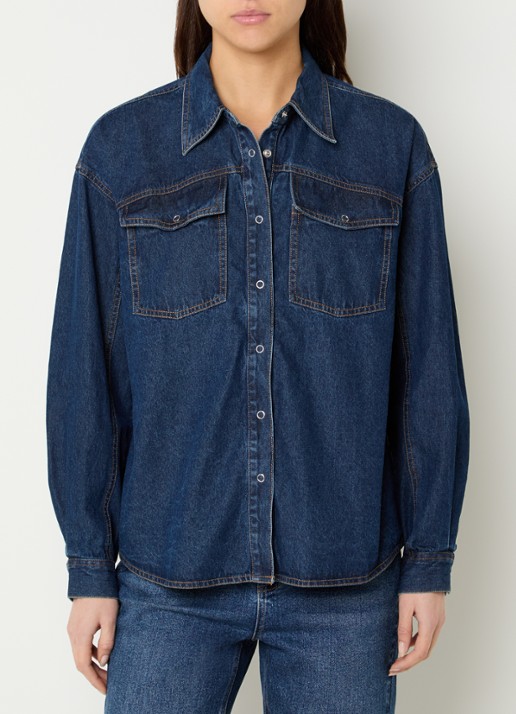 French Connection Archie blouse van denim met borstzakken