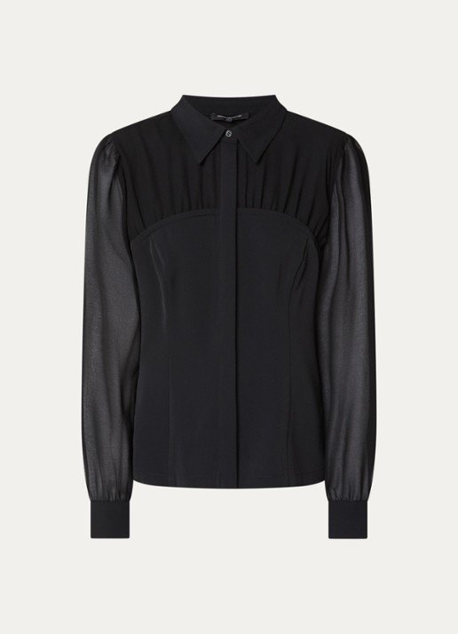 French Connection Arezzo semi-transparante blouse - voorkant 3 zwart