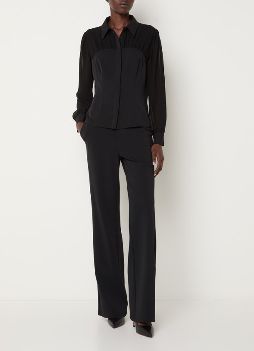 French Connection Arezzo semi-transparante blouse - voorkant 4 zwart