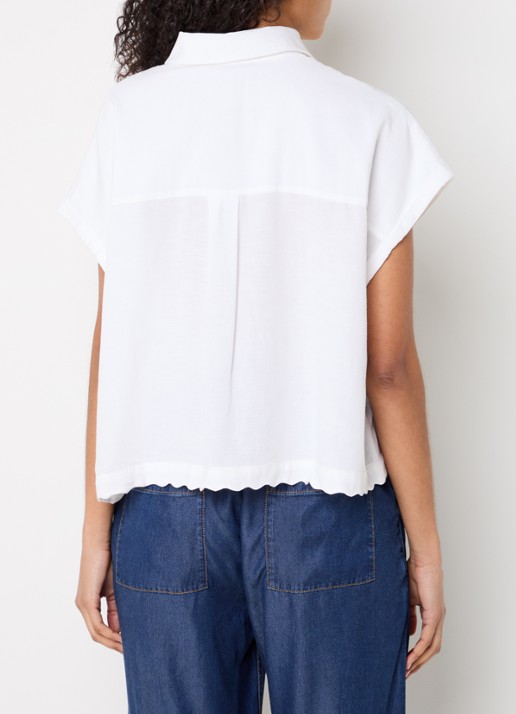 French Connection Ariette blouse van linnen - achterkant wit
