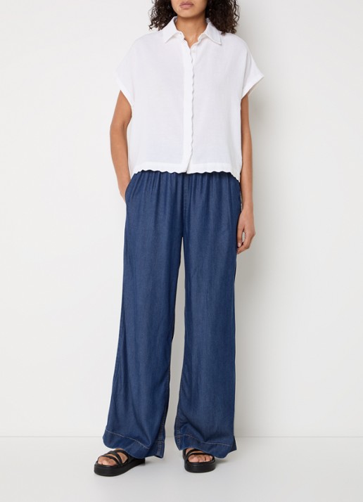French Connection Ariette blouse van linnen - voorkant 3 wit