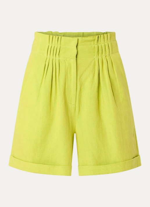 French Connection Ariette high waist straight fit korte broek - voorkant 3 lime