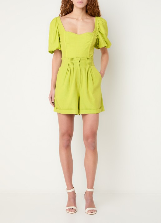 French Connection Ariette high waist straight fit korte broek - voorkant 4 lime