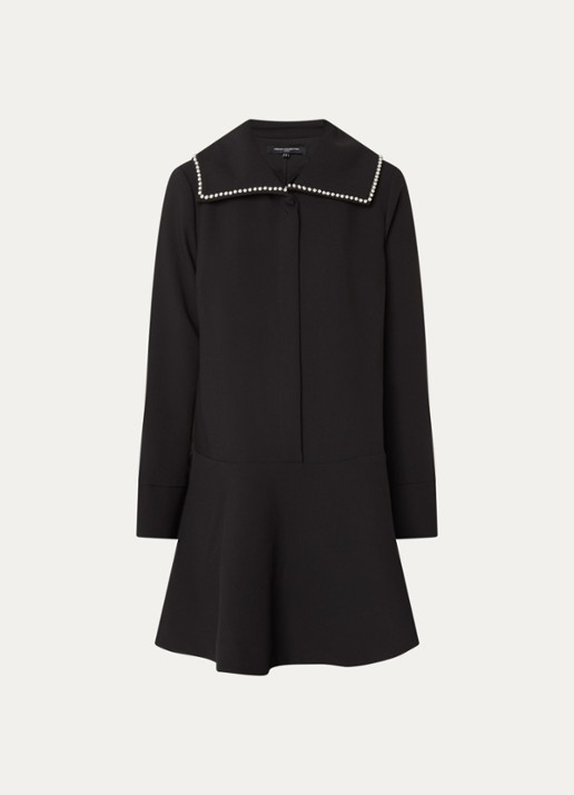 French Connection Azra mini tuniekjurk met imitatieparels - voorkant 2 zwart