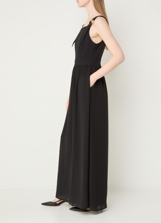 French Connection Azra wide fit jumpsuit met steekzakken - voorkant 4 zwart