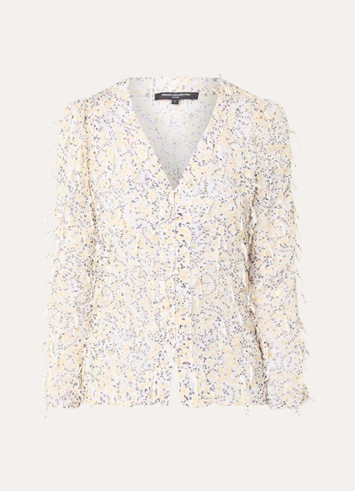 French Connection Bonny semi-transparante blouse met bloemenprint - voorkant geel