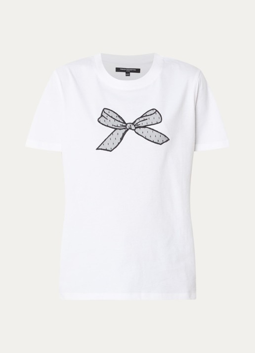 French Connection Bow T-shirt met print - voorkant 3 wit