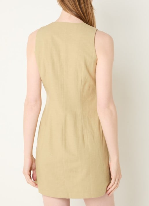 French Connection Calissa mini blousejurk in linnenblend - achterkant lichtgroen