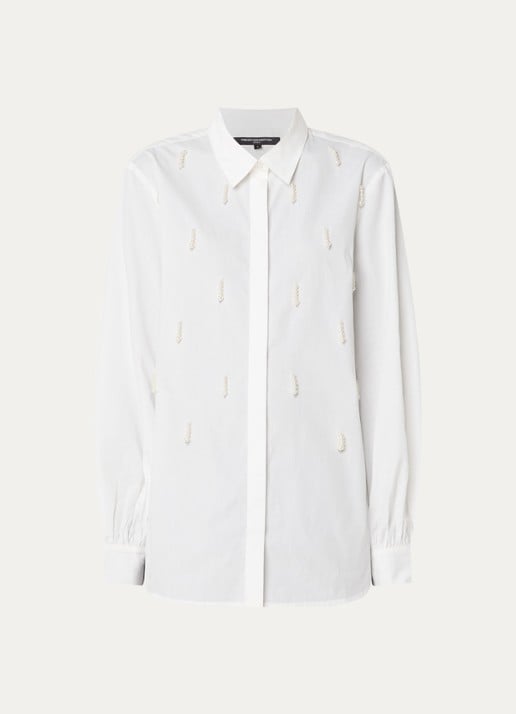 French Connection Cambria blouse met imitatieparels - voorkant 3 wit