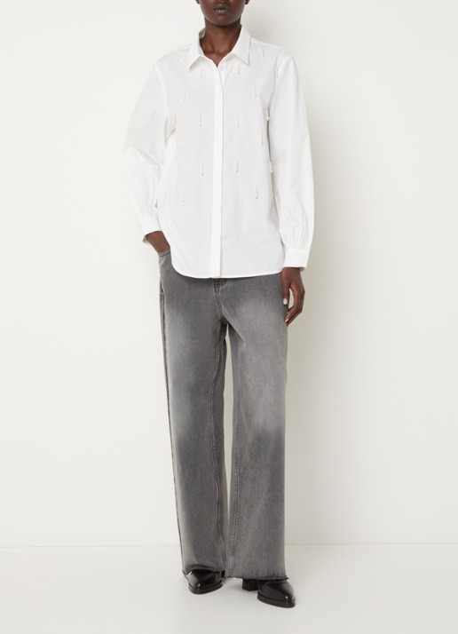 French Connection Cambria blouse met imitatieparels - voorkant 4 wit