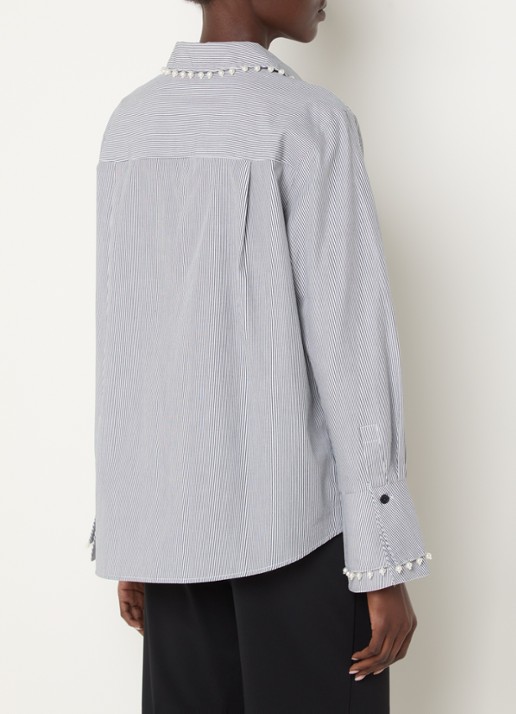 French Connection Cambria blouse met streepprint - achterkant donkerblauw