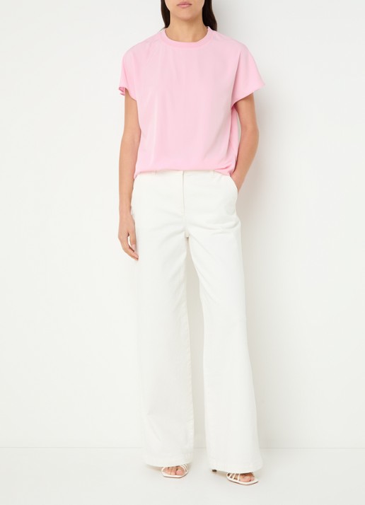 French Connection Capriana top met ronde hals - voorkant 3 roze
