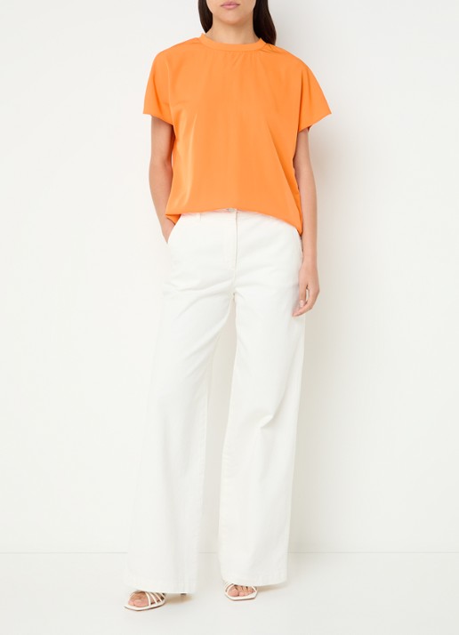 French Connection Capriana top met ronde hals - voorkant 3 orange