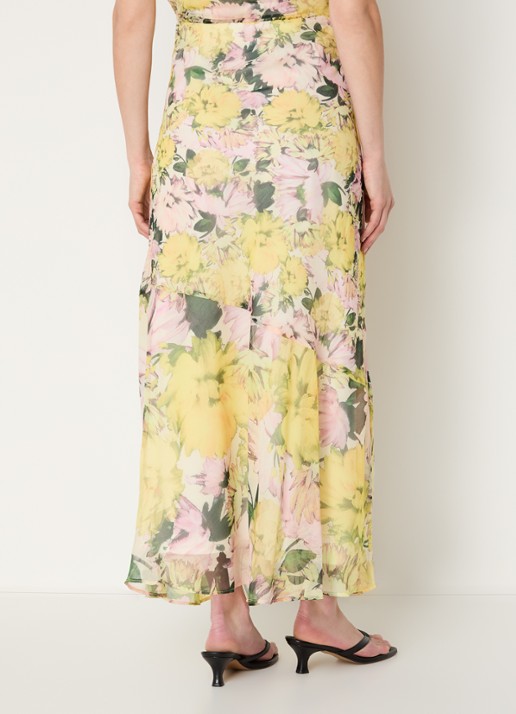 French Connection Carla Emina maxi rok met bloemenprint - achterkant 4 geel