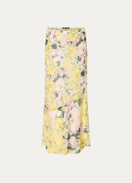 French Connection Carla Emina maxi rok met bloemenprint - voorkant geel