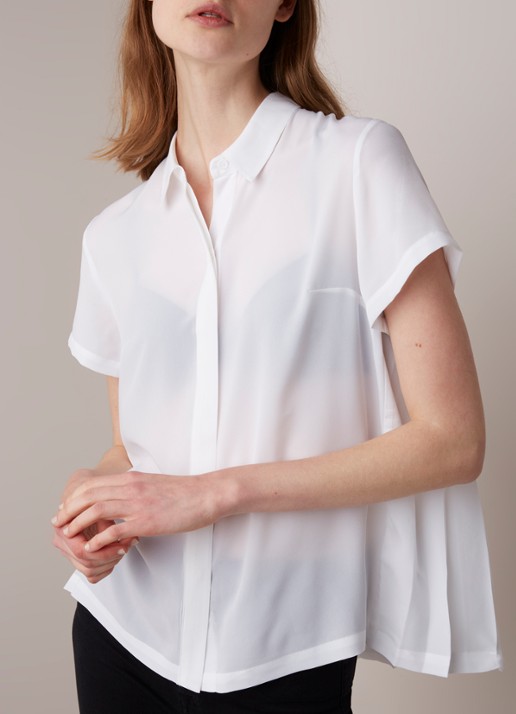 French Connection Classic blouse van crêpe met plissé - detail 3 wit