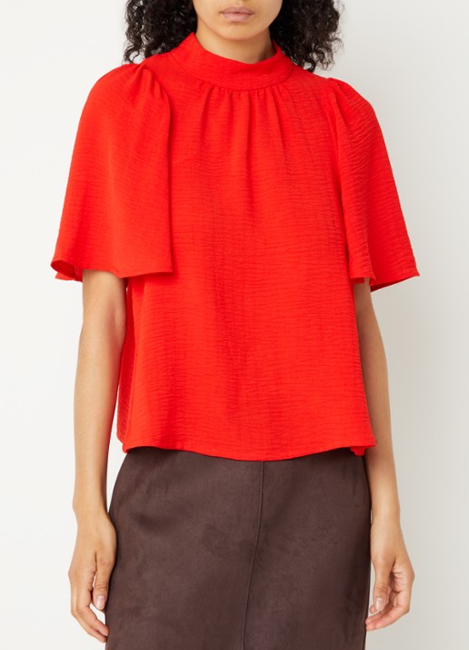 French Connection Codie top met pofmouw - detail rood