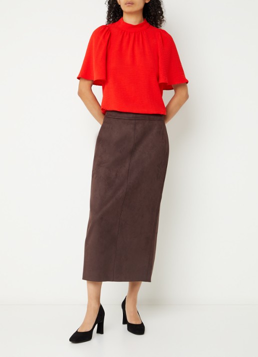 French Connection Codie top met pofmouw - voorkant 4 rood