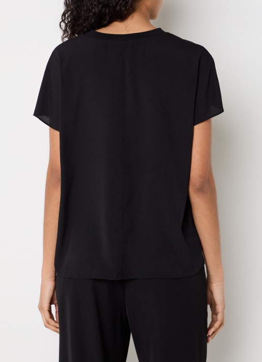 French Connection Crepe T-shirt met ronde hals - achterkant 4 zwart