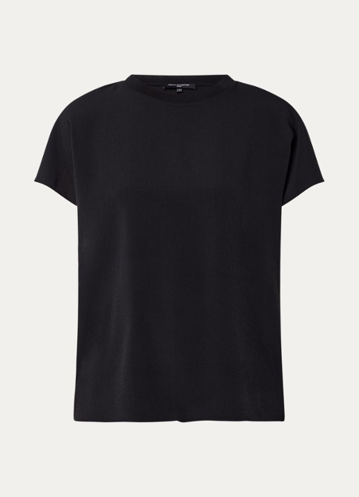 French Connection Crepe T-shirt met ronde hals - voorkant zwart