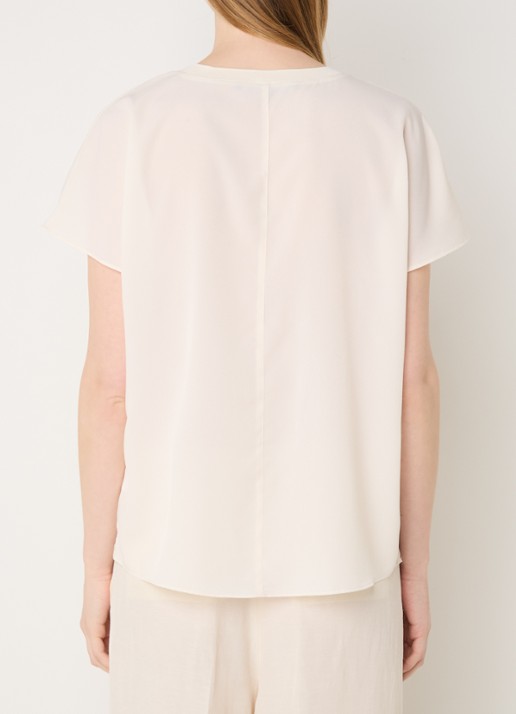 French Connection Crepe T-shirt met ronde hals - achterkant 3 creme