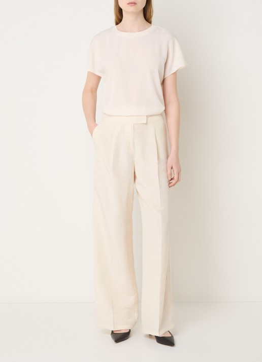 French Connection Crepe T-shirt met ronde hals - voorkant 2 creme